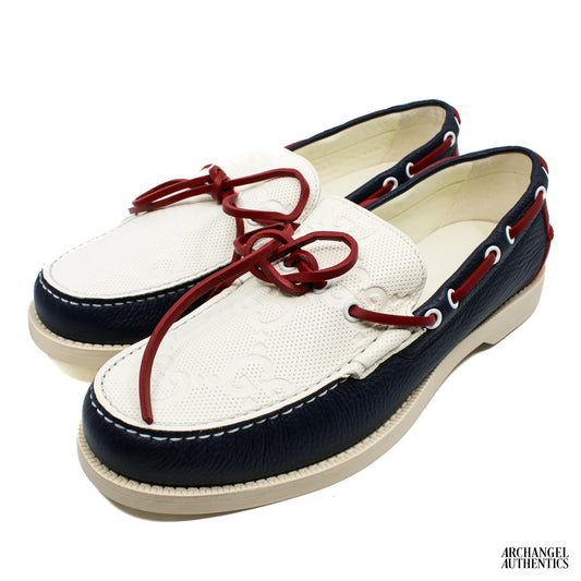 Gucci Boat Shoe Loafers Red White Blue