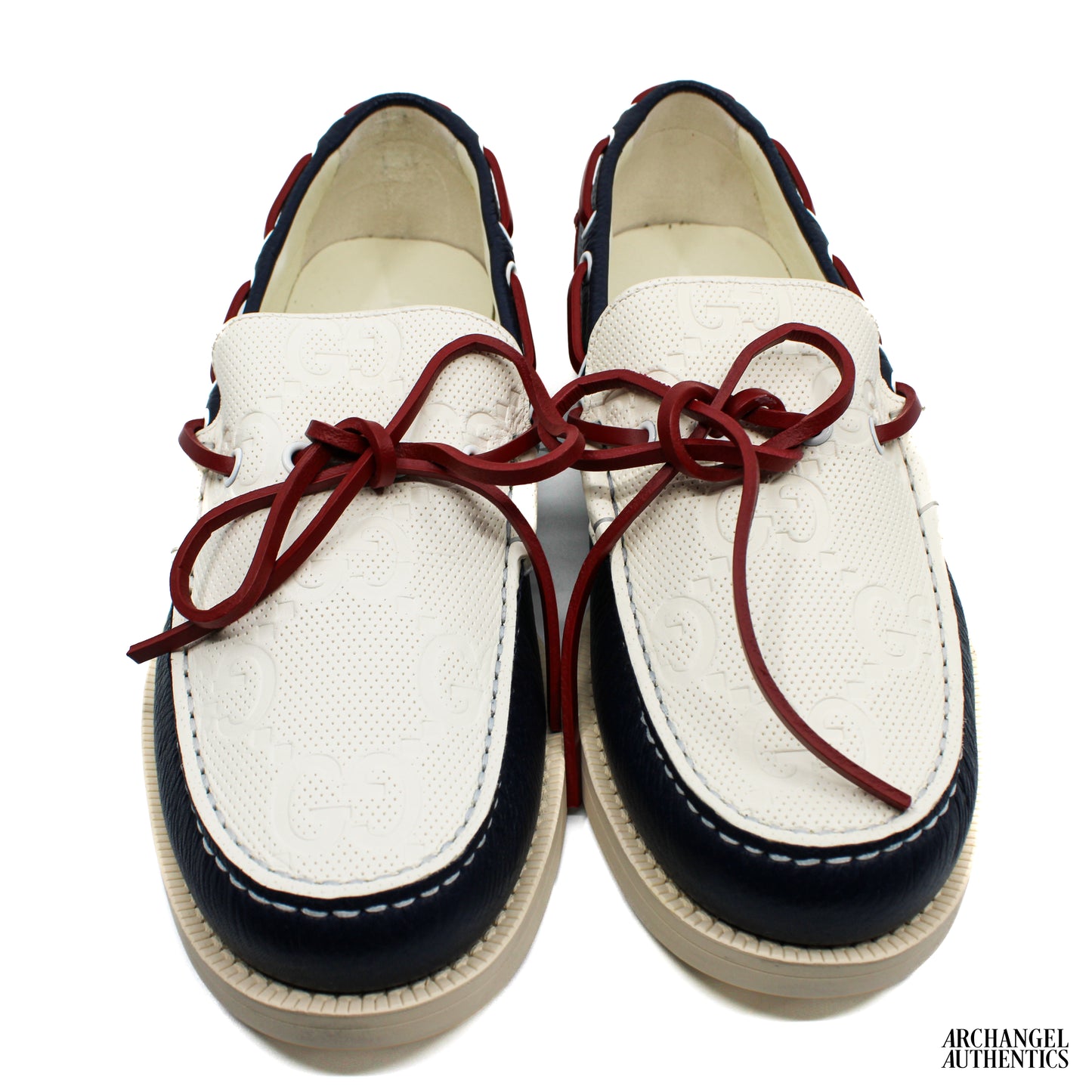 Gucci Boat Shoe Loafers Red White Blue