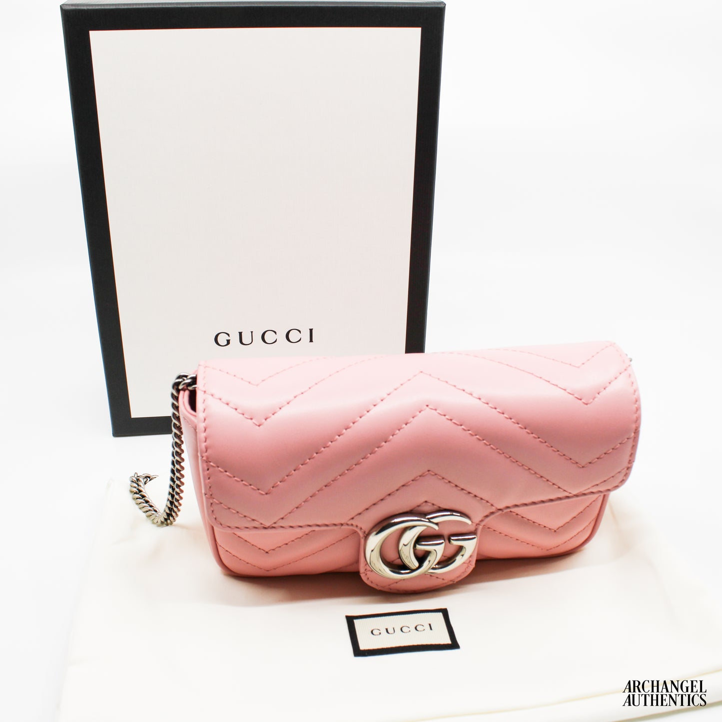 Gucci GG Marmont Matelasse Shoulder Bag Mini Pastel Pink