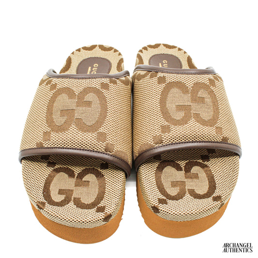 Gucci Jumbo GG Platform Slide Camel Ebony Monogram (Women's)