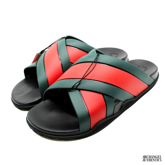 Gucci Rubber Slide Green Red Womens