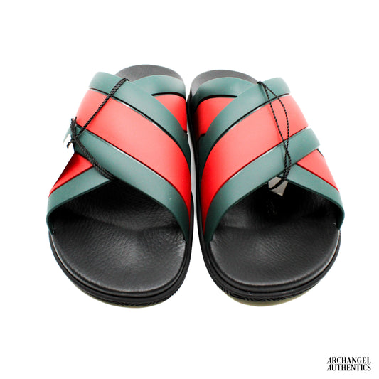 Gucci Rubber Slide Green Red Womens