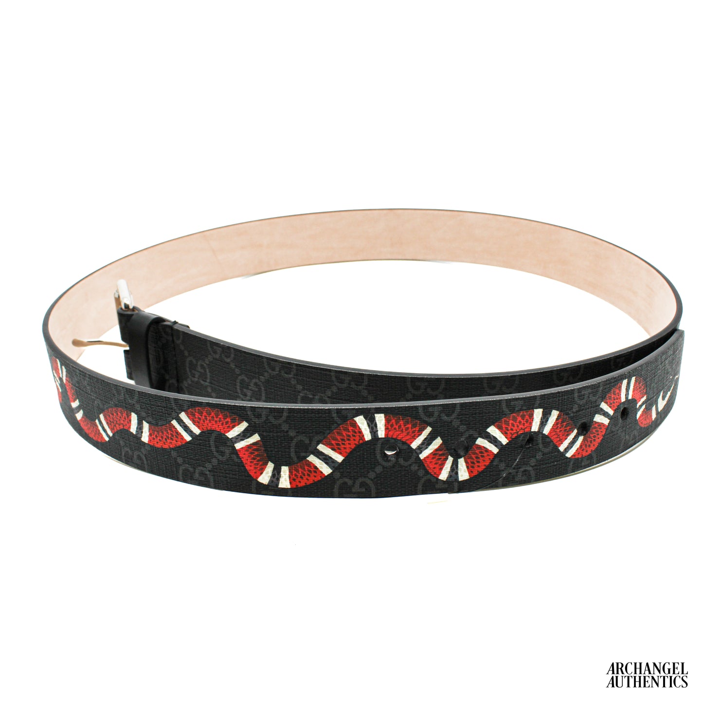 Gucci GG Belt with Kingsnake Print Black/Grey