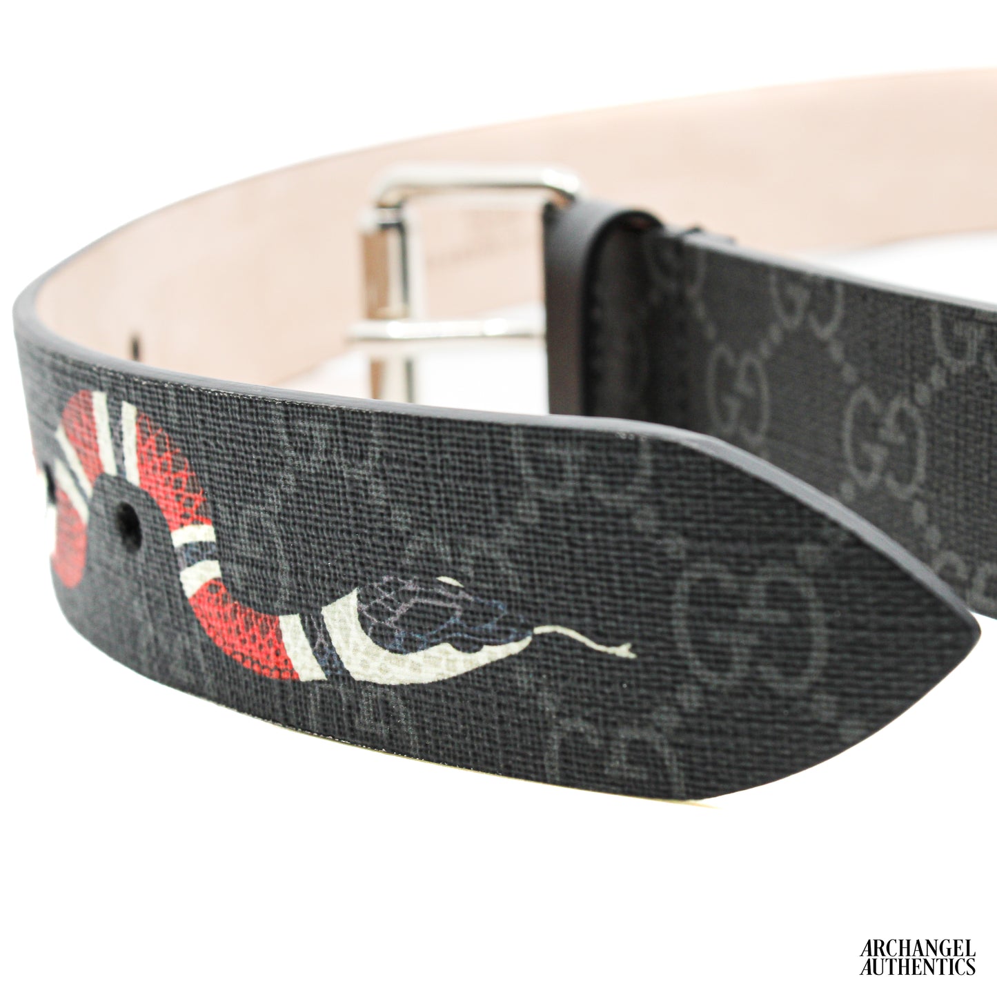 Gucci GG Belt with Kingsnake Print Black/Grey