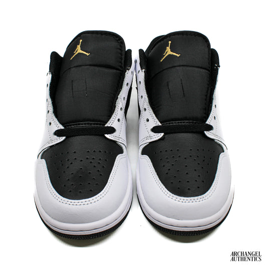 Nike Air Jordan 1 Low White Black Metallic Gold Swoosh