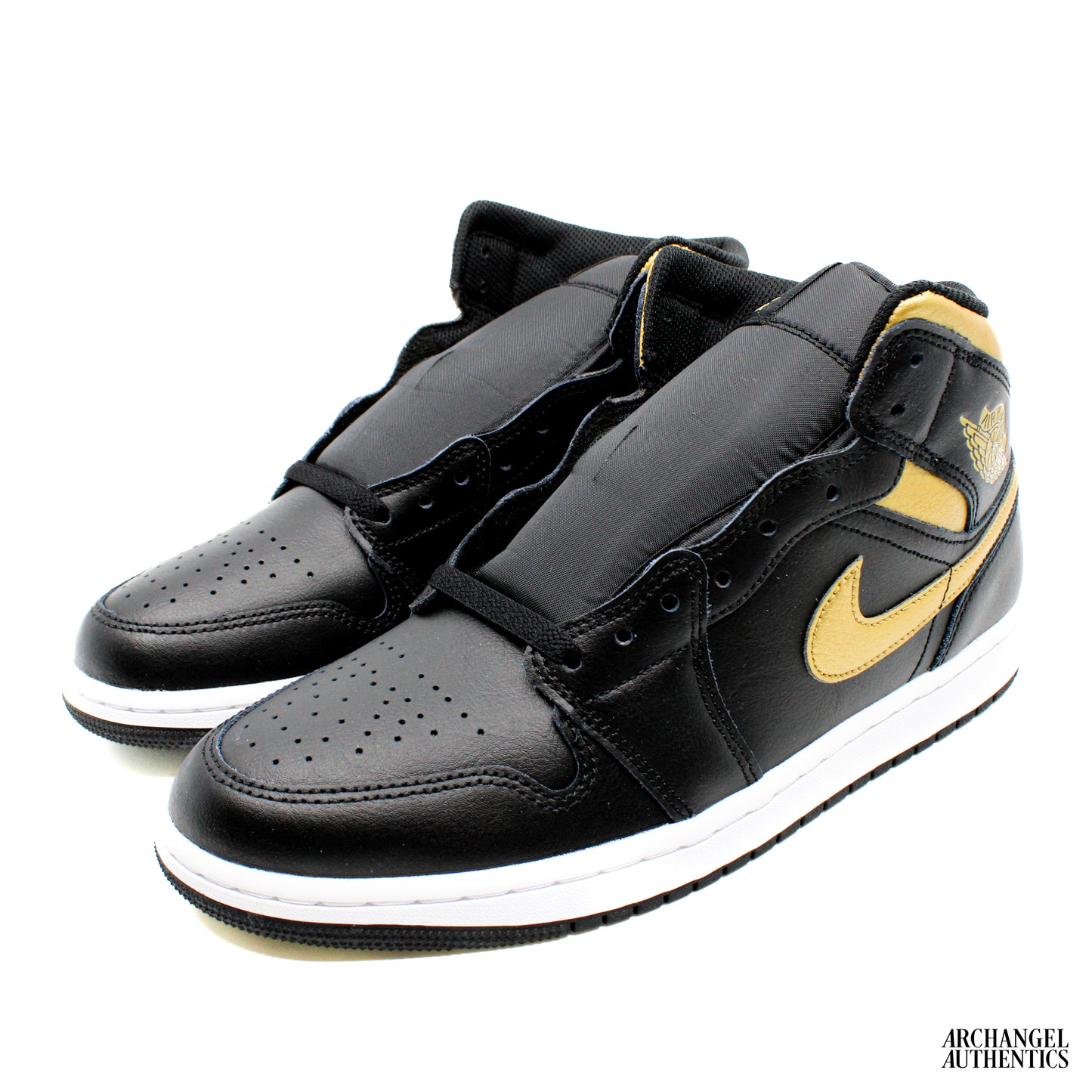 Nike Air Jordan 1 Mid Black Metallic Gold