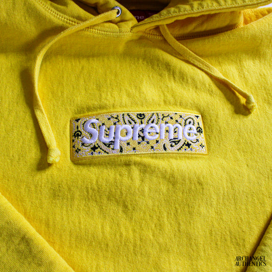 Supreme Bandana Box Logo Hooded Sweatshirt Yellow