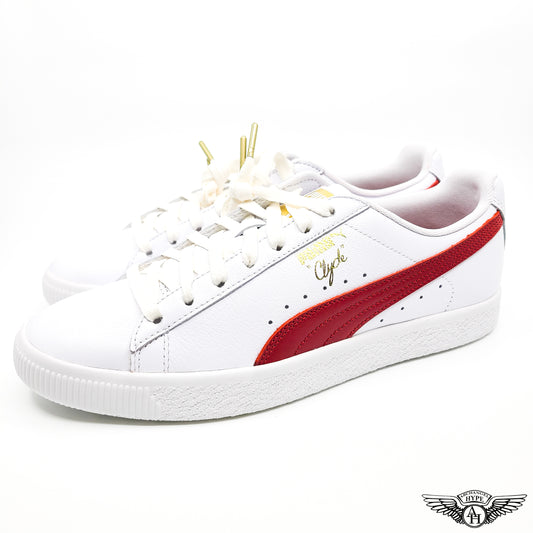 Puma Clyde Leather Foil Blanco Cereza