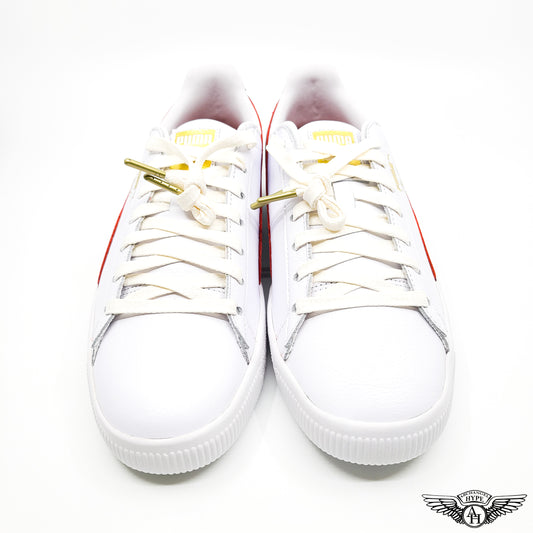 Puma Clyde Leather Foil Blanco Cereza